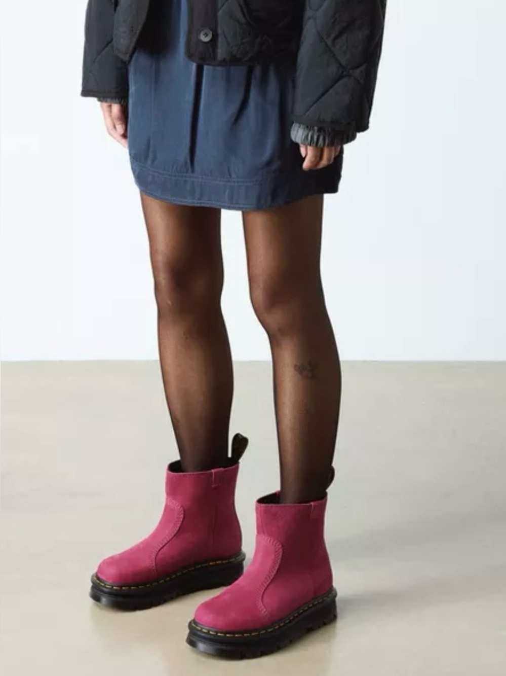 Dr. Martens Zebzag Magenta Suede Chelsea Boots